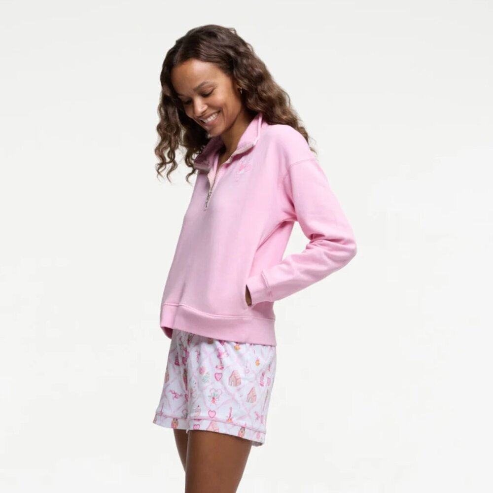 LoveShackFancy x Roller Rabbit Sugarplum Lattice Half Zip Sweatshirt Size S - Picture 3 of 5